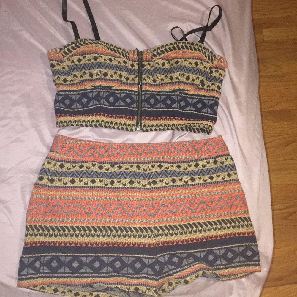 Two piece set: shorts + crop top bralette.